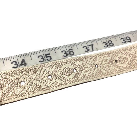 American Eagle Outfitters AEO Women Beige Patterned Boho Leather Belt 34-38" - Picture 6 of 6